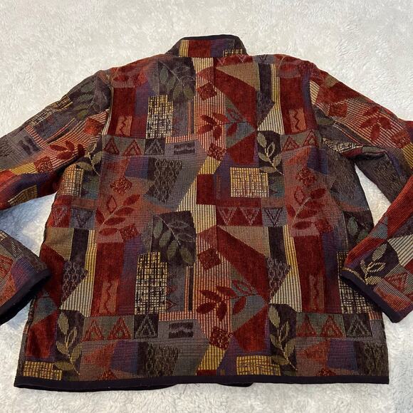Coldwater Creek Jacket Womens L Tapestry Button Up Boho Indie Embroidered Casual - Picture 3 of 6